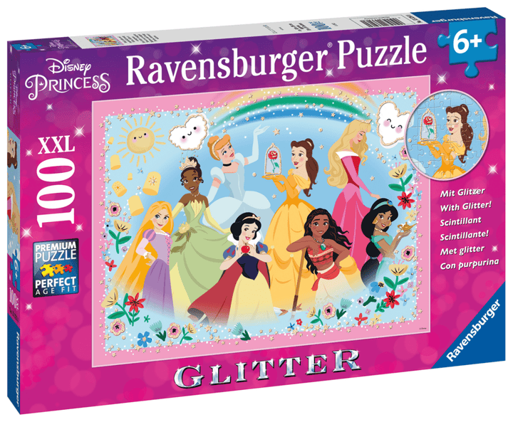 Disney Puslespill Prinsesser Med Glitter XXL 100 brikker - Supernerds