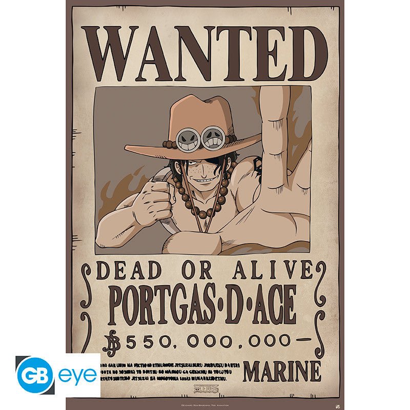 One Piece Plakat Wanted Ace - Supernerds