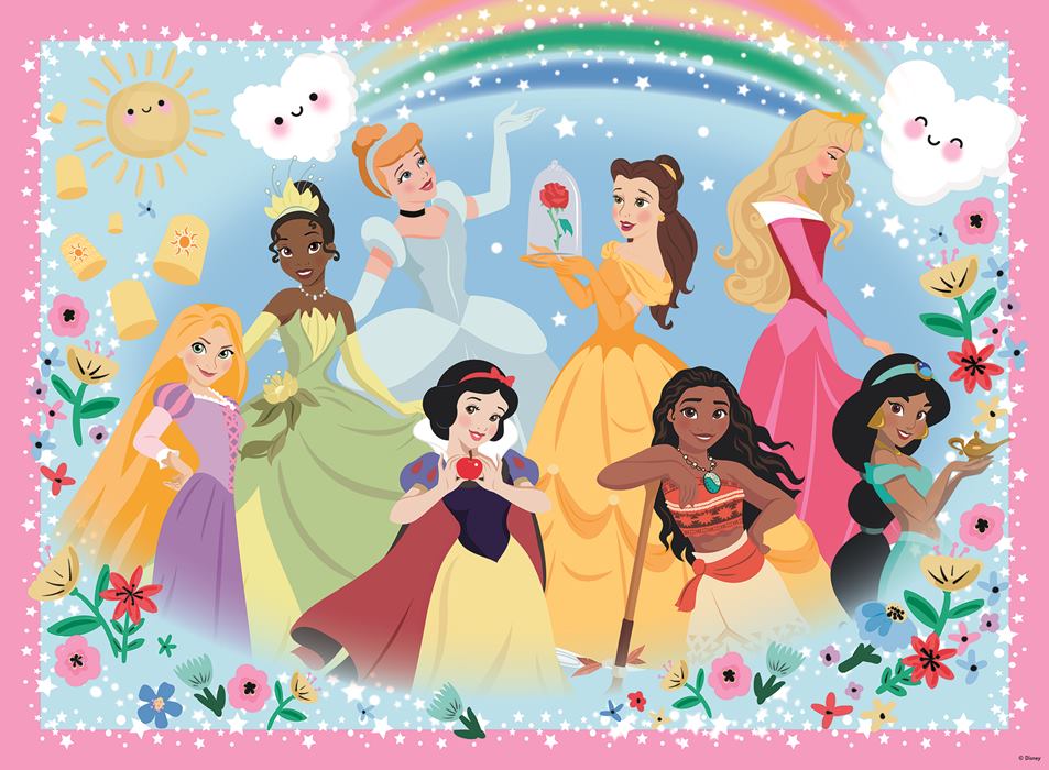 Disney Puslespill Prinsesser Med Glitter XXL 100 brikker - Supernerds