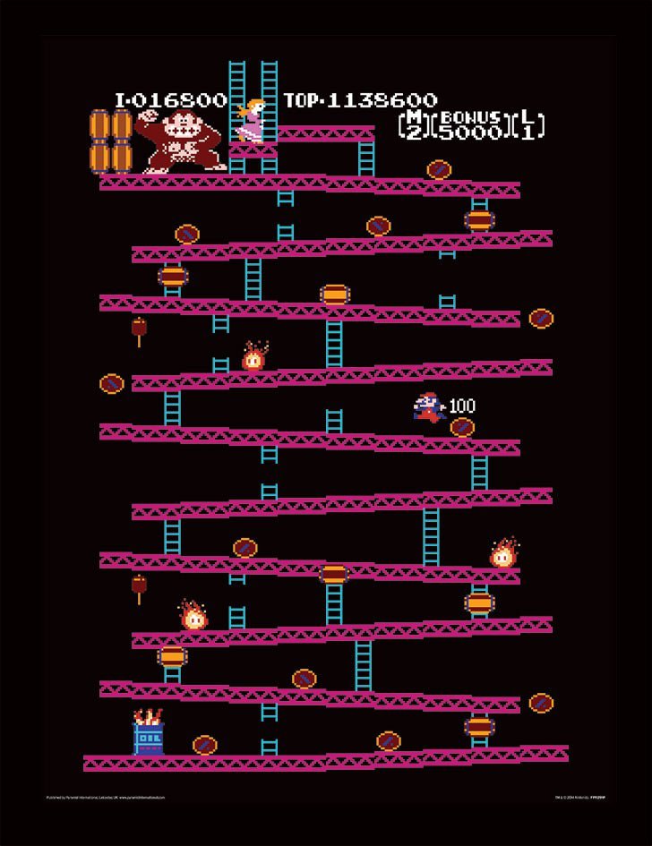 Donkey Kong Innrammet Bilde 30 x 40 cm - Supernerds