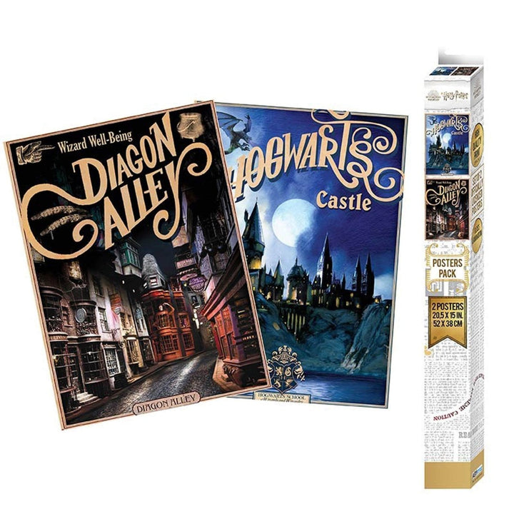 Harry Potter Plakat 52 x 38 cm Hogwarts & Diagon 2-pk - Supernerds